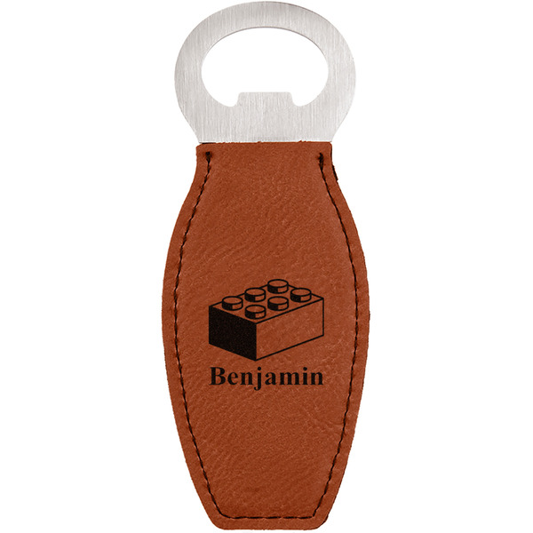 Custom Building Blocks Leatherette Bottle Opener - Double Sided (Personalized)