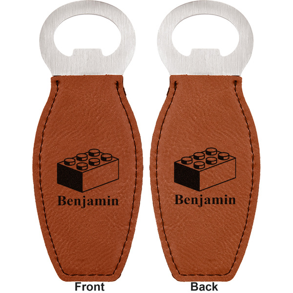 Building Blocks Leather Bar Bottle Opener - Front and Back (double sided)
