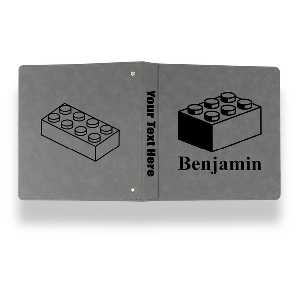 Building Blocks Leather Binder - 1" - Grey - Back Spine Front View