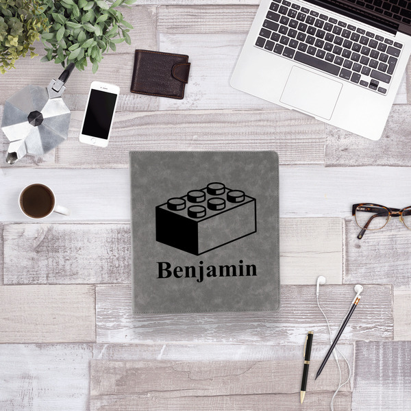 Building Blocks Leather Binder - 1" - Grey - Lifestyle View