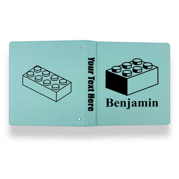 Building Blocks Leather Binder - 1" - Teal - Back Spine Front View