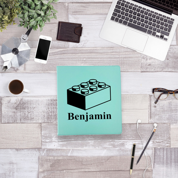 Building Blocks Leather Binder - 1" - Teal - Lifestyle View