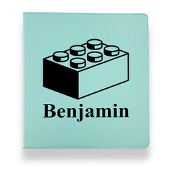 Building Blocks Leather Binder - 1" - Teal (Personalized)