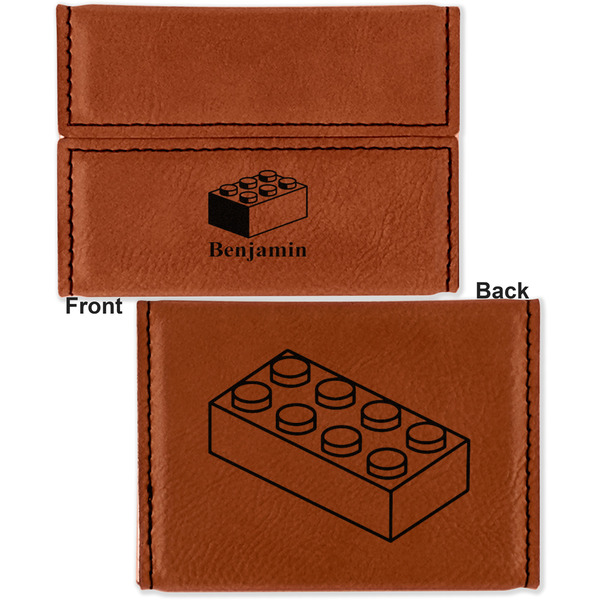 Building Blocks Leather Business Card Holder - Front Back