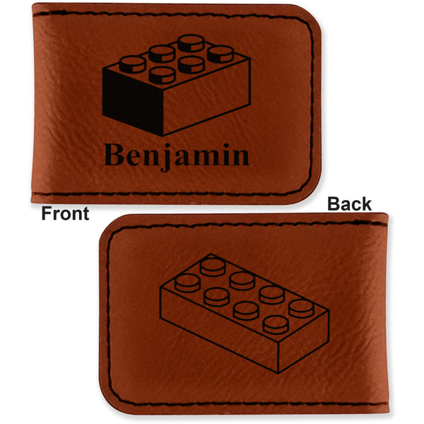 Building Blocks Leatherette Magnetic Money Clip - Front and Back