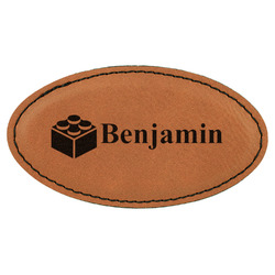 Building Blocks Leatherette Oval Name Badge with Magnet (Personalized)