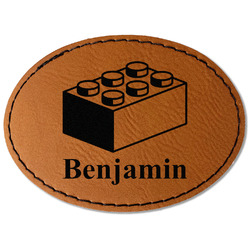 Building Blocks Faux Leather Iron On Patch - Oval (Personalized)