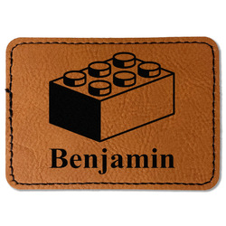 Building Blocks Faux Leather Iron On Patch - Rectangle (Personalized)