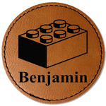 Building Blocks Faux Leather Iron On Patch - Round (Personalized)