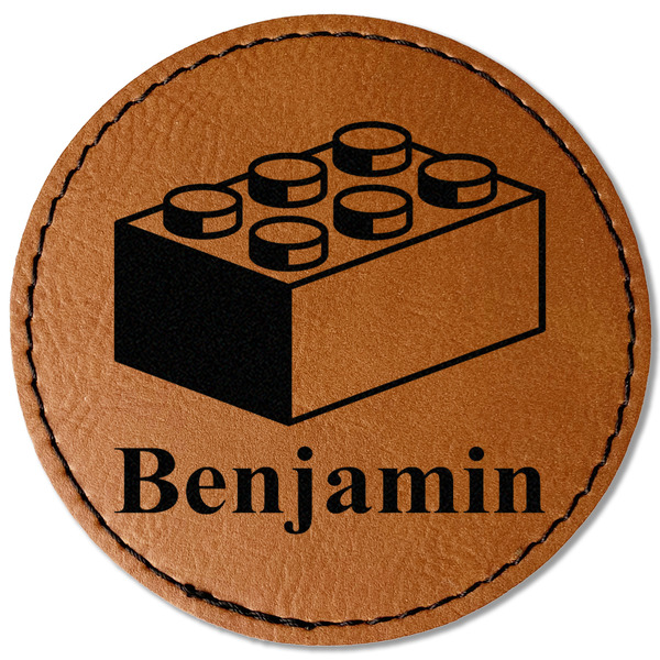 Custom Building Blocks Faux Leather Iron On Patch - Round (Personalized)