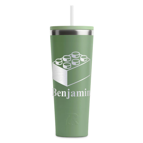 Custom Building Blocks RTIC Everyday Tumbler with Straw - 28oz - Light Green - Double-Sided (Personalized)