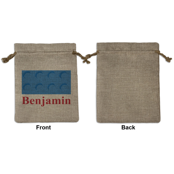 Building Blocks Medium Burlap Gift Bag - Front Approval