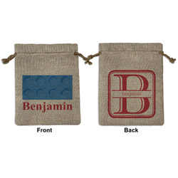 Building Blocks Medium Burlap Gift Bag - Front & Back (Personalized)