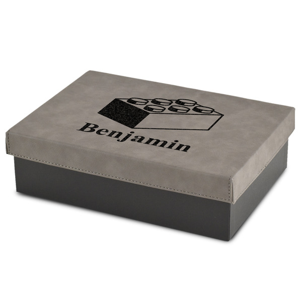 Custom Building Blocks Gift Boxes w/ Engraved Leather Lid (Personalized)