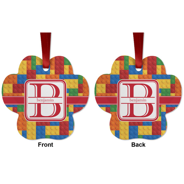 Building Blocks Metal Paw Ornament - Front and Back