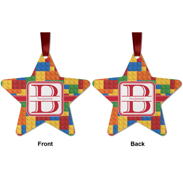 Building Blocks Metal Star Ornament - Front and Back