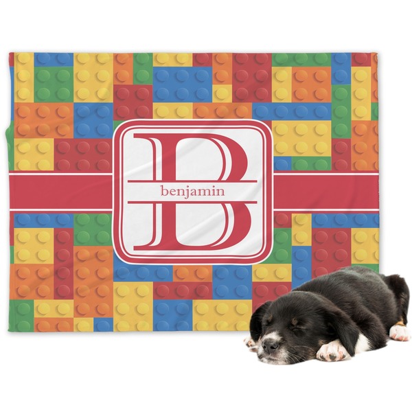 Custom Building Blocks Dog Blanket - Large (Personalized)
