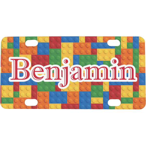 Custom Building Blocks Mini / Bicycle License Plate (4 Holes) (Personalized)