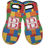 Building Blocks Neoprene Oven Mitts - Set of 2 w/ Name and Initial