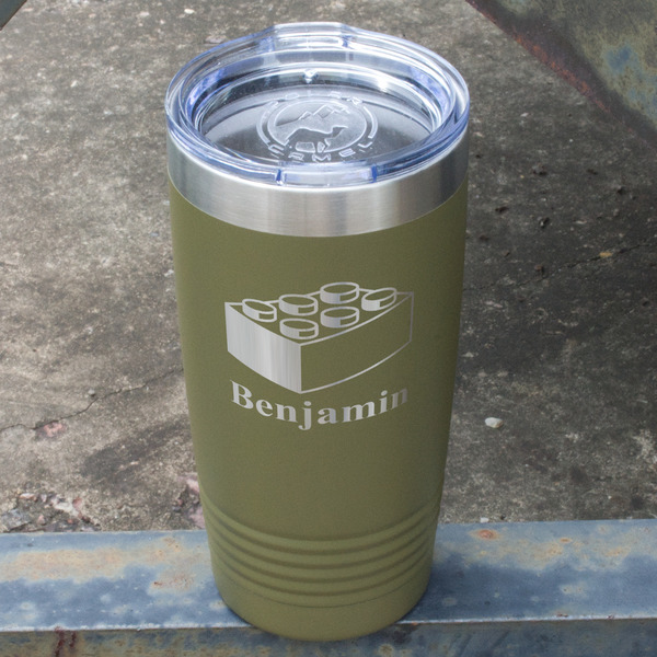 Building Blocks Olive Polar Camel Tumbler - 20oz - Angled