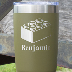 Building Blocks 20 oz Stainless Steel Tumbler - Olive - Single Sided (Personalized)