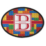 Building Blocks Iron On Oval Patch w/ Name and Initial