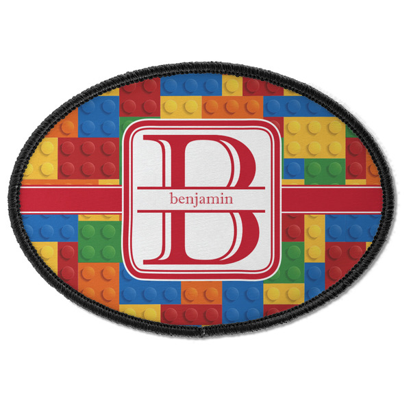 Custom Building Blocks Iron On Oval Patch w/ Name and Initial