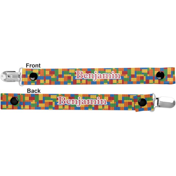Building Blocks Pacifier Clip - Front and Back