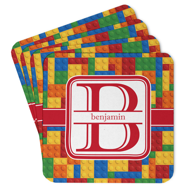 Custom Building Blocks Paper Coasters w/ Name and Initial
