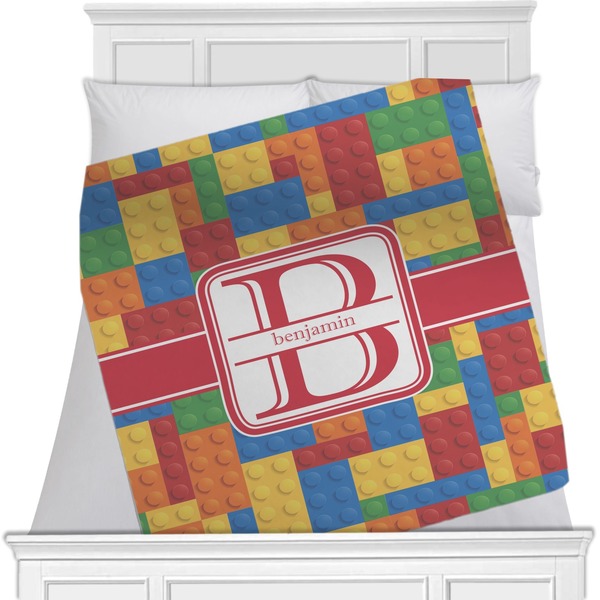 Custom Building Blocks Minky Blanket - Toddler / Throw - 60"x50" - Double Sided (Personalized)