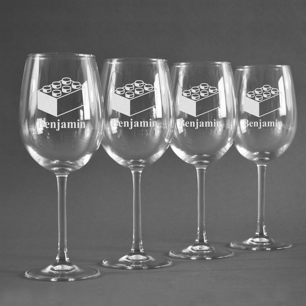 Building Blocks Personalized Wine Glasses (Set of 4)