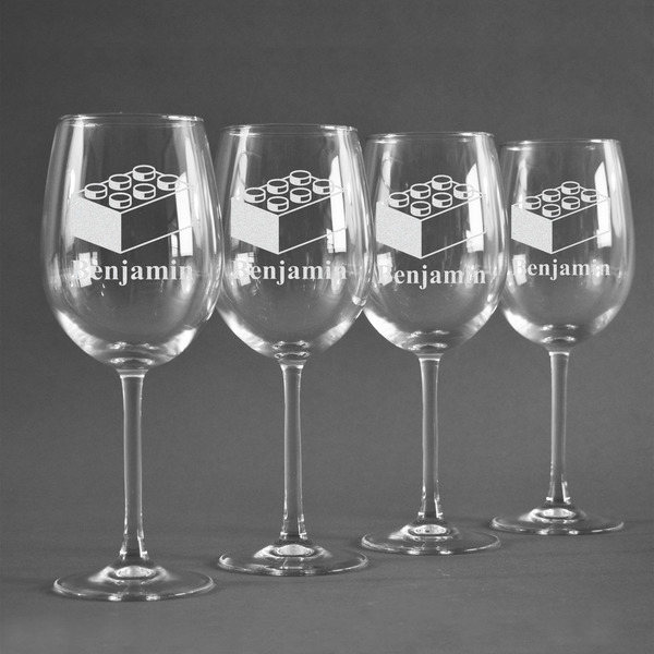 Building Blocks Personalized Wine Glasses (Set of 4)