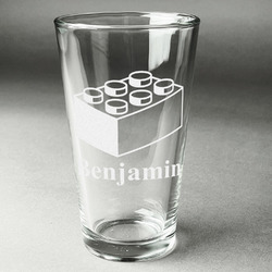 Building Blocks Pint Glass - Engraved (Single) (Personalized)