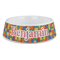 Building Blocks Plastic Dog Bowl - Large (Personalized)
