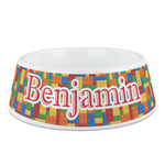 Building Blocks Plastic Dog Bowl - Medium (Personalized)