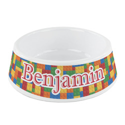 Building Blocks Plastic Dog Bowl - Small (Personalized)