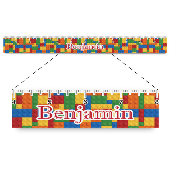Custom Building Blocks Plastic Ruler - 12" (Personalized)