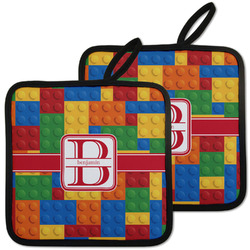 Building Blocks Pot Holders - Set of 2 w/ Name and Initial
