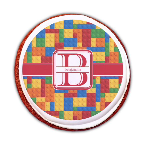 Building Blocks Printed Icing Circle - Medium - On Cookie