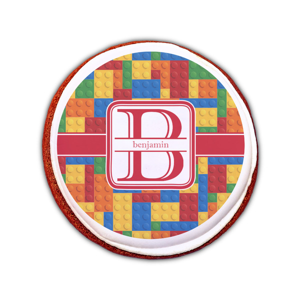 Building Blocks Printed Icing Circle - Small - On Cookie