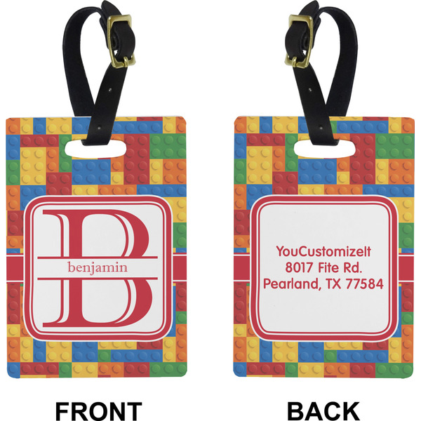 Building Blocks Rectangle Luggage Tag (Front + Back)