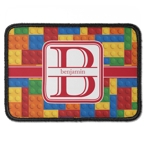 Custom Building Blocks Iron On Rectangle Patch w/ Name and Initial