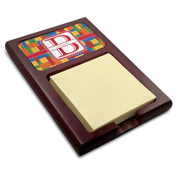 Custom Building Blocks Red Mahogany Sticky Note Holder (Personalized)