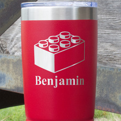 Building Blocks 20 oz Stainless Steel Tumbler - Red - Single Sided (Personalized)