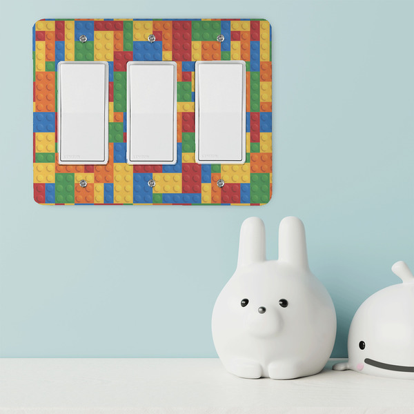 Building Blocks Rocker Light Switch Covers - Triple - IN CONTEXT