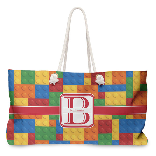 Custom Building Blocks Large Tote Bag with Rope Handles (Personalized)