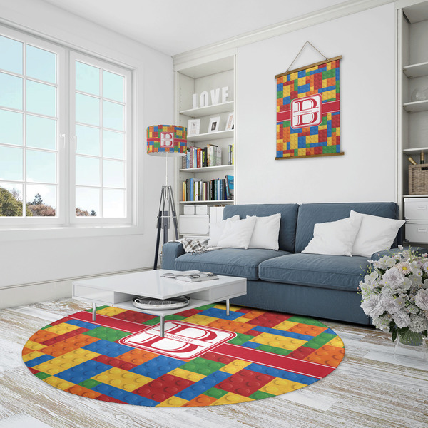 Building Blocks Round Area Rug - IN CONTEXT