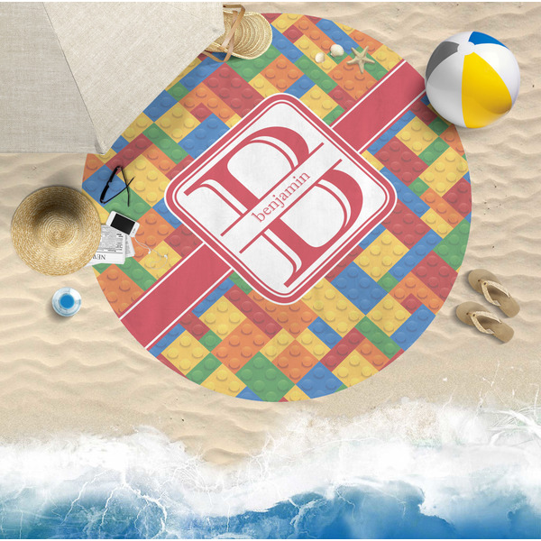 Building Blocks Round Beach Towel Lifestyle