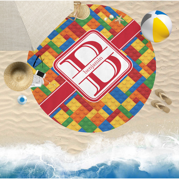 Building Blocks Round Beach Towel Lifestyle