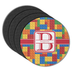 Building Blocks Round Rubber Backed Coasters - Set of 4 (Personalized)